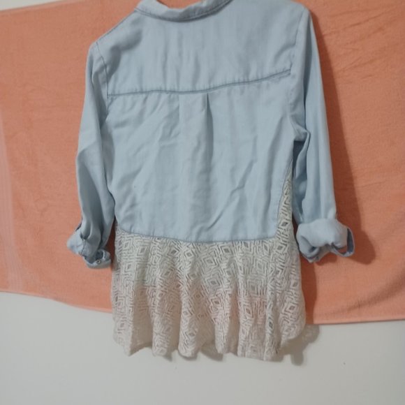 Anthropologie Button up Jean Shirt and Lace Shirt Medium - Picture 2 of 2